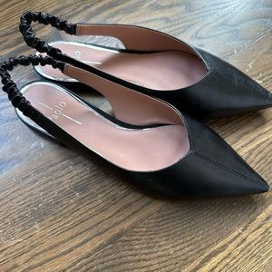 Linea Paolo Diana Women’s Pointy Slingback Flat Black Size 9, Natalie Borton